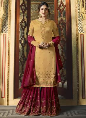 Yellow embroidered georgette salwar 1