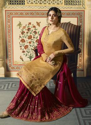 Yellow embroidered georgette salwar 2