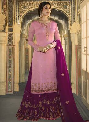 Pink embroidered georgette salwar 1