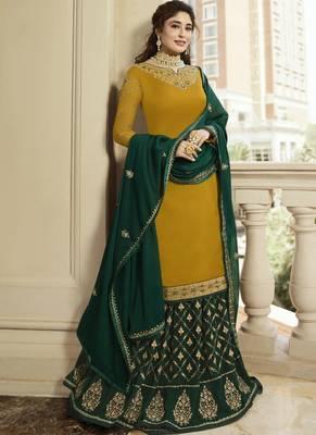 Yellow Embroidered Georgette Salwar 1