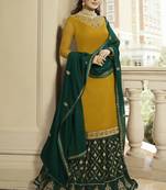 Yellow Embroidered Georgette Salwar