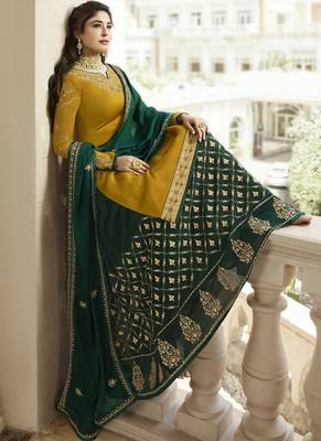 Yellow Embroidered Georgette Salwar 3