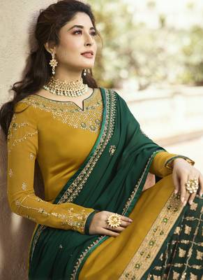 Yellow Embroidered Georgette Salwar 4