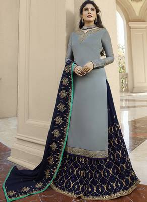 Grey Embroidered Georgette Salwar 1