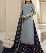 Grey Embroidered Georgette Salwar