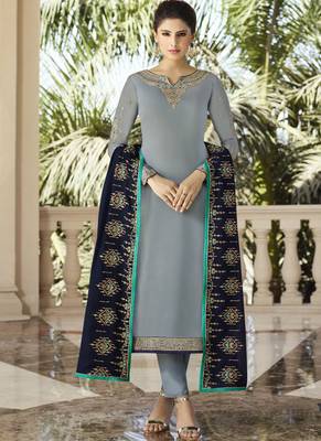Grey Embroidered Georgette Salwar 2