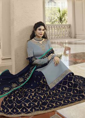 Grey Embroidered Georgette Salwar 3