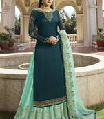 Teal Embroidered Georgette Salwar