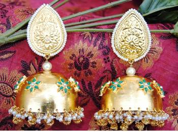 Golden Pearl Jhumka Earrings 1