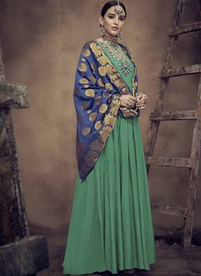 Green embroidered rayon salwar 1