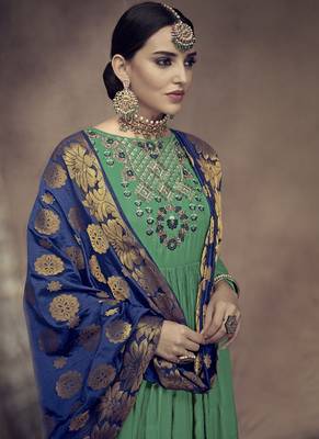 Green embroidered rayon salwar 3