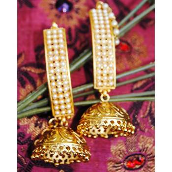 Gold Pearl Jhumka Earrings 2