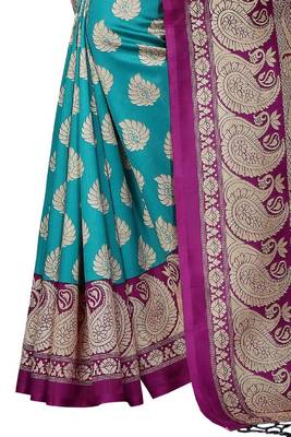 Purple printed art silk saree with blouse 2