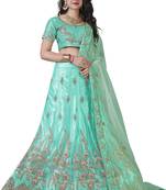 Light-Green Embroidered Net Semi Stitched Lehenga