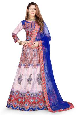 Multicolor Embroidered Silk Semi Stitched Lehenga 1