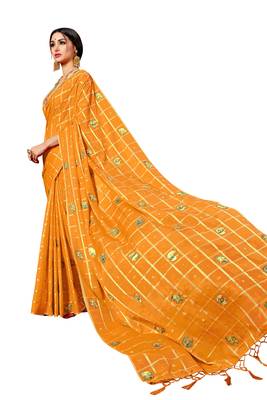 Yellow embroidered art silk saree with blouse 5