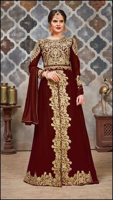 Maroon embroidered georgette salwar 1