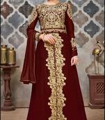 Maroon embroidered georgette salwar