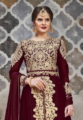 Maroon embroidered georgette salwar 2
