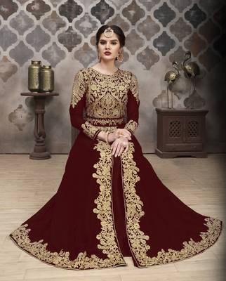 Maroon embroidered georgette salwar 3