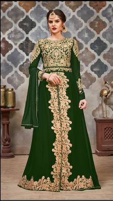 Green embroidered georgette salwar 1