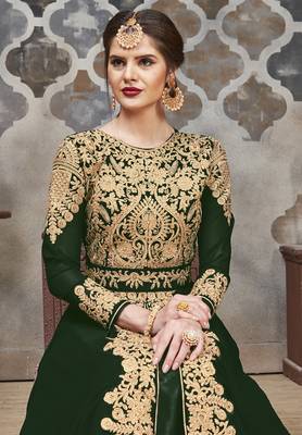Green embroidered georgette salwar 2