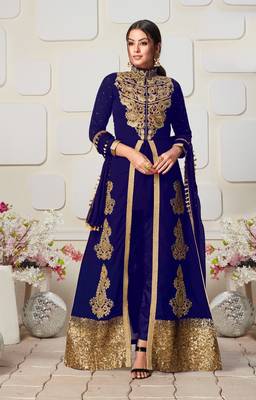 Blue embroidered georgette salwar 1