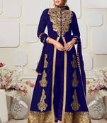 Blue embroidered georgette salwar