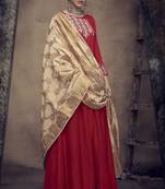 Red embroidered rayon salwar