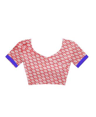 Red woven banarasi silk saree with blouse 4