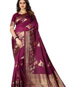 Wine woven banarasi saree with blouse