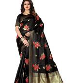 Black woven banarasi saree with blouse