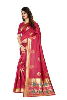 Scarlet woven banarasi saree with blouse 2