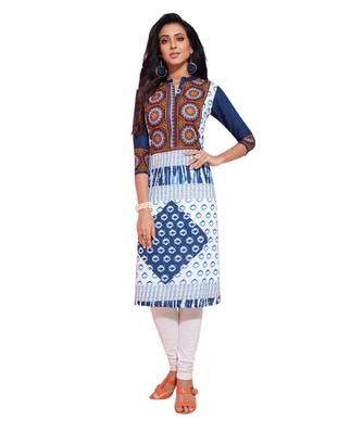 Blue printed cotton kurti 1