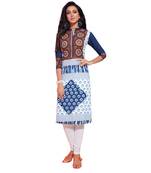 Blue printed cotton kurti