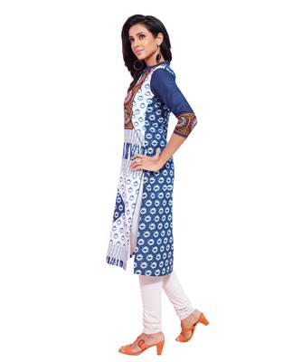 Blue printed cotton kurti 3