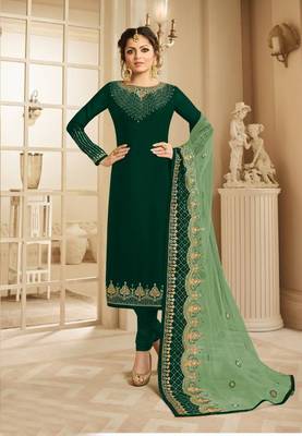 Green embroidered satin salwar 1