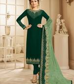 Green embroidered satin salwar