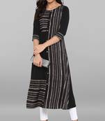 Janasya Black printed crepe kurti