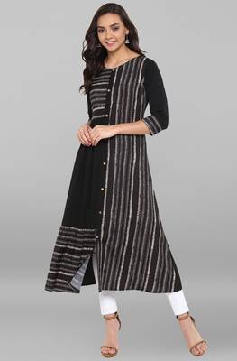 Janasya Black printed crepe kurti 2