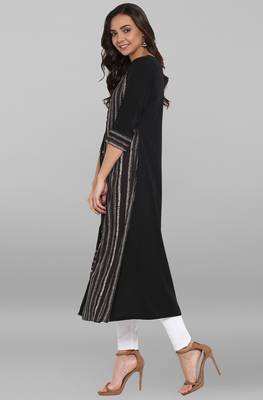 Janasya Black printed crepe kurti 3