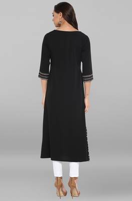 Janasya Black printed crepe kurti 5