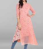 Pink printed crepe kurti