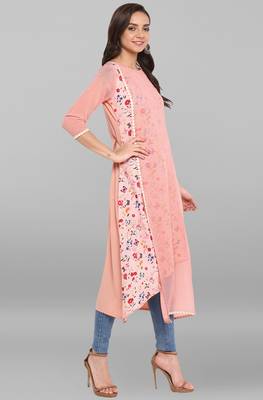 Pink printed crepe kurti 4