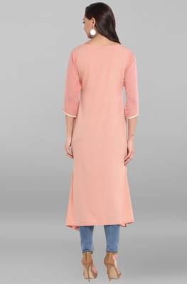Pink printed crepe kurti 5