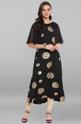 Janasya Black printed crepe kurti 2