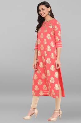 Peach printed crepe kurti 4