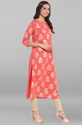 Peach printed crepe kurti 5