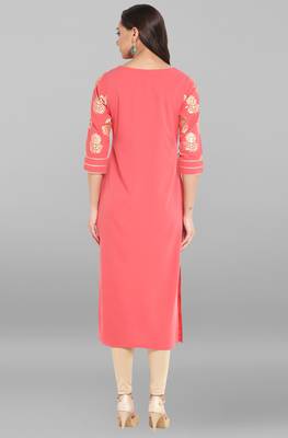 Peach printed crepe kurti 6