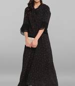 Janasya Black printed crepe kurti